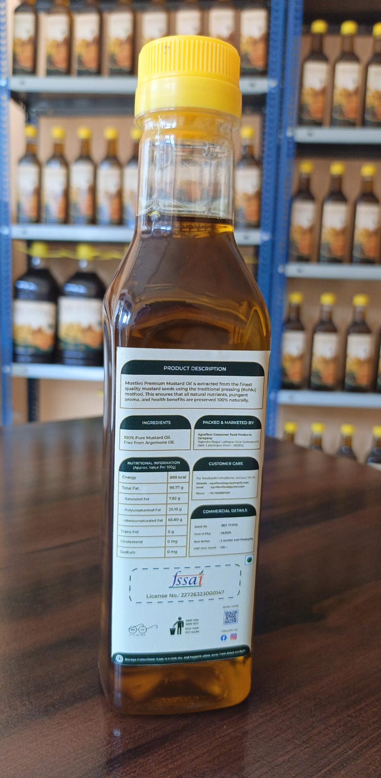 MUSTIVO™ Pure Kachi Ghani Mustard Oil | 100% Traditionally Extracted  Sarson Ka Tel | Zero Cholesterol & Trans Fat | Rich in MUFA | Premium Edible Oil - 500 ML
