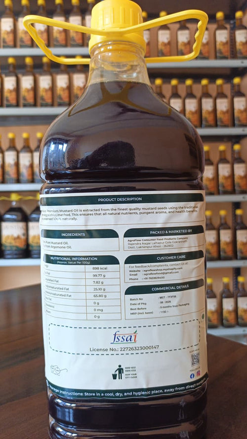 Premium Kachi Ghani Sarson Oil / Naturally Extracted Mustard Oil (5 Litre Pack)